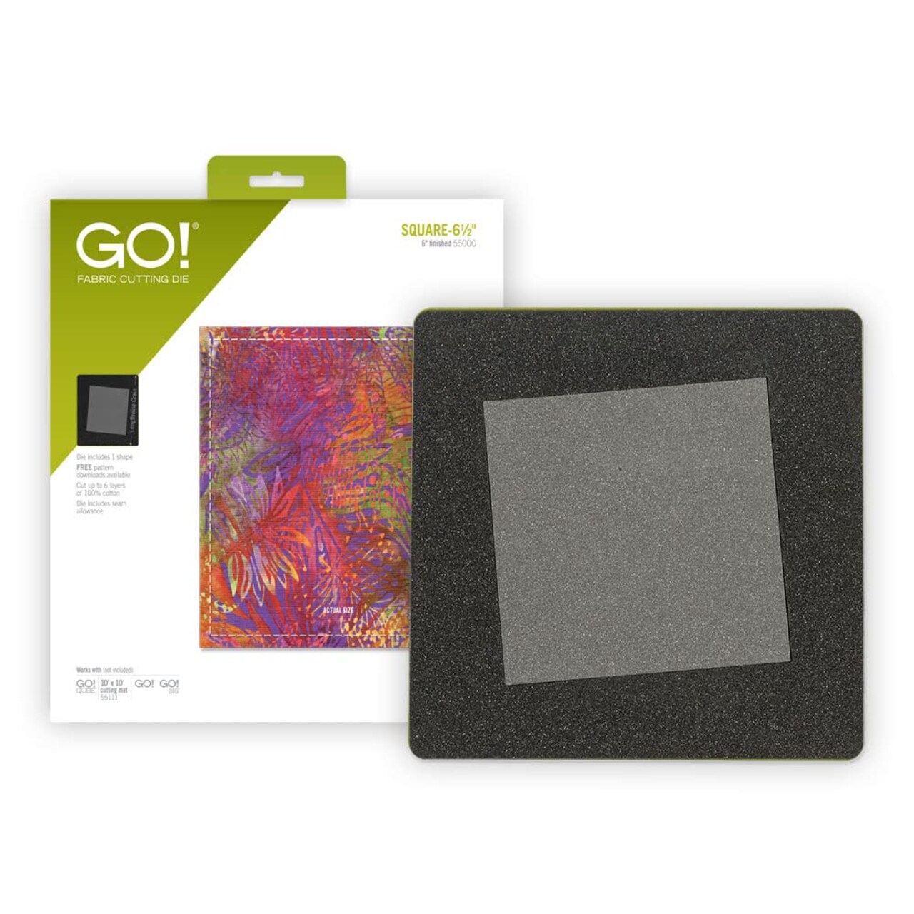 AccuQuilt GO! Square-6 1/2" Fabric Cutting Die - Cut 6" Squares for Quilting Projects, Appliqué, and Easy Fabric Cutting with Multiple Layers, Compatible with Fiskars Rotary Cutters